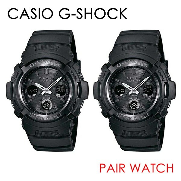 カシオ 時計 ペアウォッチ シェア 腕時計 手表 Gショック G-SHOCK ジーショック タフネス 二人の時間は止まらないソーラー充電 電波時計 アナデジ ブラック AWG-M100B-1AAWG