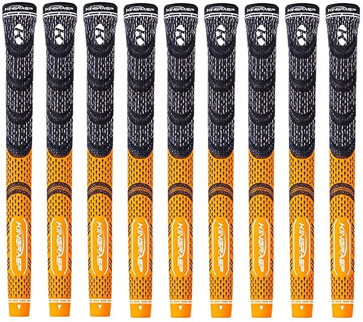 2020新ゴルフ グリップ 滑り止めラバー多色 ゴルフクラブ用パーツ バックライン無 軽量 綿コード スタンダードサイズ 無料テープ付き 9本セット( オレンジ, 標準)