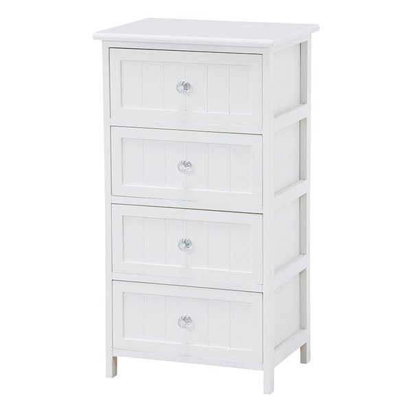 ランドリーチェスト かわいい クリスタル調 取手 幅41cm 高さ76cm ホワイト MCH-5704