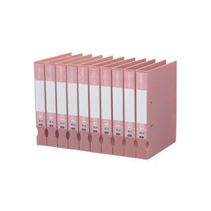 （まとめ） TANOSEE Dリングファイル（再生PP表紙） A4タテ 2穴 300枚収容 背幅43mm ピンク 1セット（10冊） 5セット