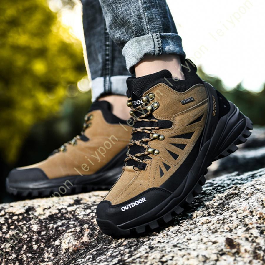 メンズ 冬靴 防寒 暖かい ハイカット スノーブーツ 防水 滑り止め 雪道 スノーシューズ ラウンドトゥ ハイキングシューズ 滑り止め トレッキング ぺたんこ