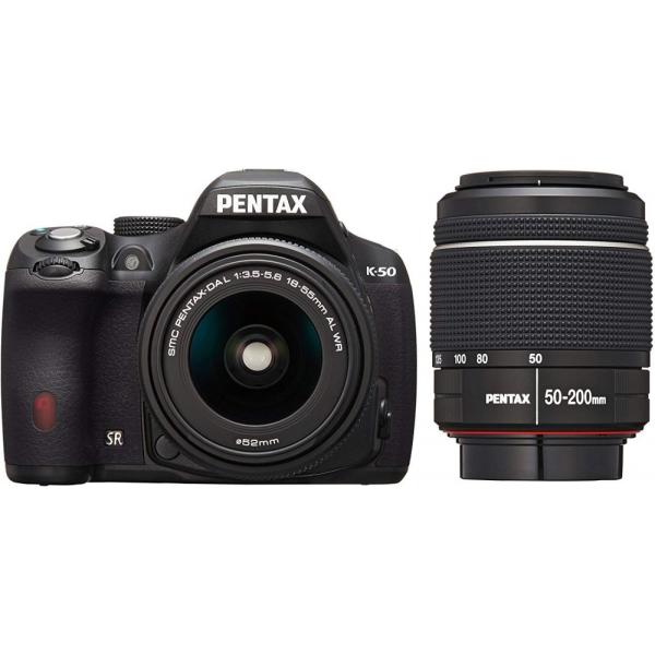 【中古】ペンタックス PENTAX K-50 ダブルズームキット ブラック SDカード付き