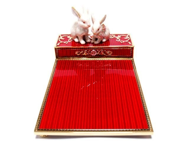 Bonne Chance ボン・シャンス スワロフスキー メモ台 動物シリーズ うさぎ RED-赤