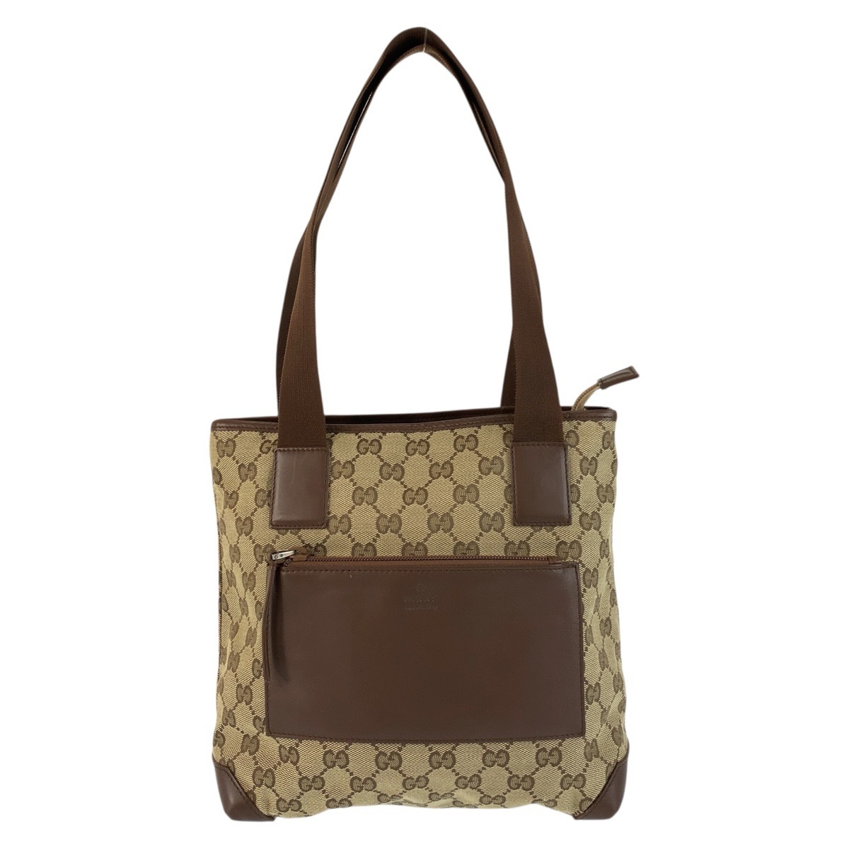 美品 ベージュ ブラウン シルバー金具 GGキャンバス/レザー 019 0402 トートバッグ ショルダーバッグ レディース 505818