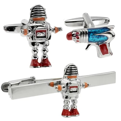 カフス ネクタイピン セット ロボット 銃 カフスボタン カフリンクス タイクリップ タイピン