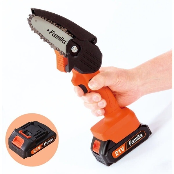 ファミリー・ライフ ファミラ 充電式LEDライト付きハンディーチェーンソー 6点セット+予備バッテリー(04289) メーカー直送