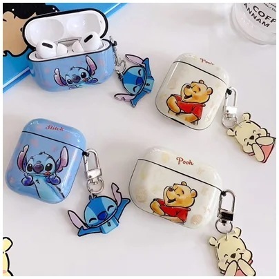 【1つ買うと10個もらえる】airpods 4 ケーススティッチくまのプーさんペンダントブルートゥースヘッドセットairpods123 ケース Airpods Pro2 ケース356