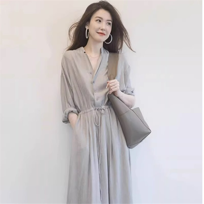ワンピース ロングスカート ロング丈 ロングワンピース 袖あり 半袖 Vネック Aライン ハイウエスト かわいい 大人可愛い きれいめ シンプル カジュアル 大人 上品 おしゃれ 無地 夏 20代