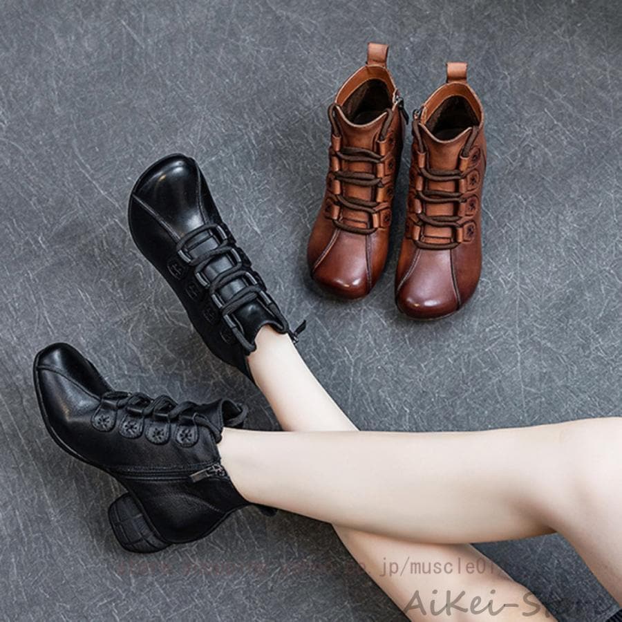 ショートブーツ レディース シューズ カジュアル ショート丈 ローヒール レースアップブーツ おしゃれ 可愛い 無地 歩きやすい ブーティ 通勤 通学