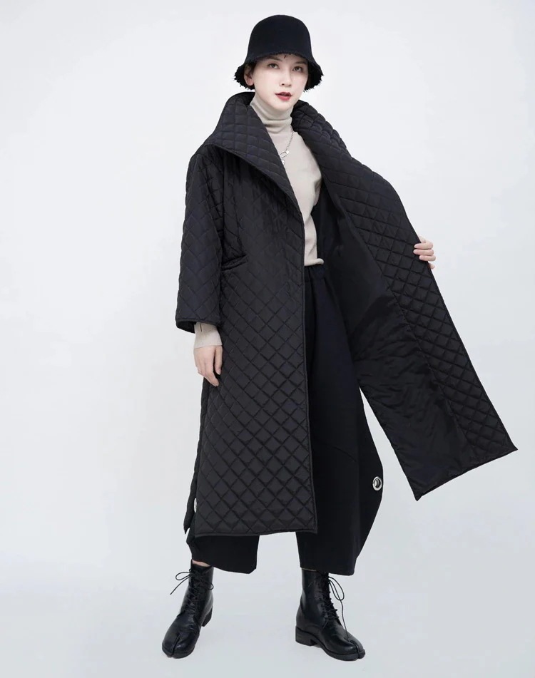 【J.Fashion】 ロング丈 中綿コート キルティング 秋冬 ロングカーディガン 裾スリット コットン アウター メガ割30%までに制限