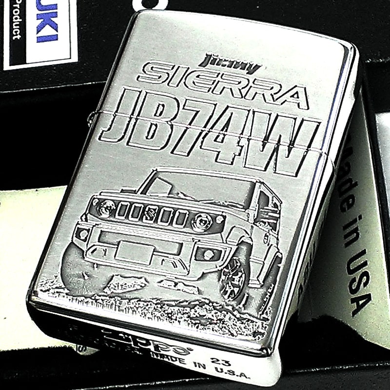 ZIPPO かっこいい ジムニーシエラ JB74W SUZUKI ジッポ ライター スズキ 車 シルバー 彫刻 燻し仕上げ おしゃれ メンズ ギフト プレゼント