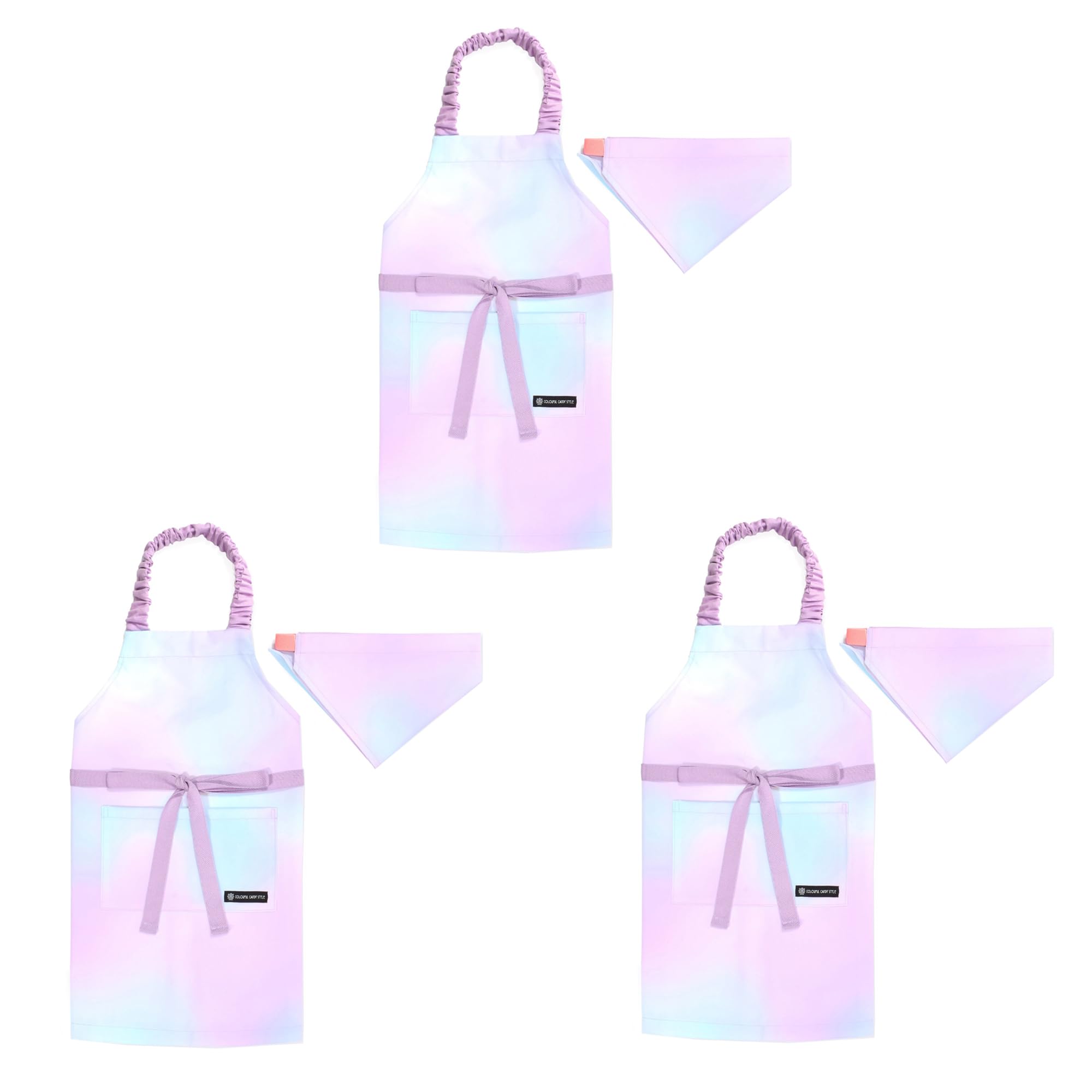 COLORFUL CANDY STYLE 子どもエプロン (100～120cm) 撥水ノーアイロン オーロラカラー 3枚セット 女の子 かわいい 子供用 子供 こども エプロン 三角巾 セット ゴム 8,195円