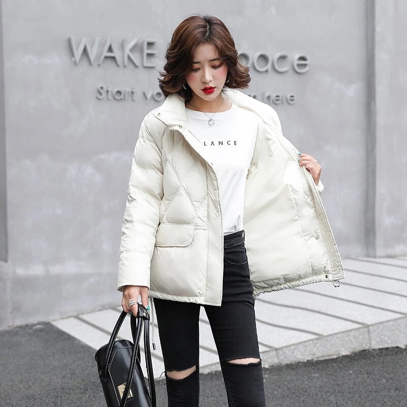 ダウンコート レディース ダウンジャケット 上品 秋冬 中綿ダウンコート 軽量 羽織り 韓国風 防寒性 体型カバー 通勤 母の日 母の日-0006130