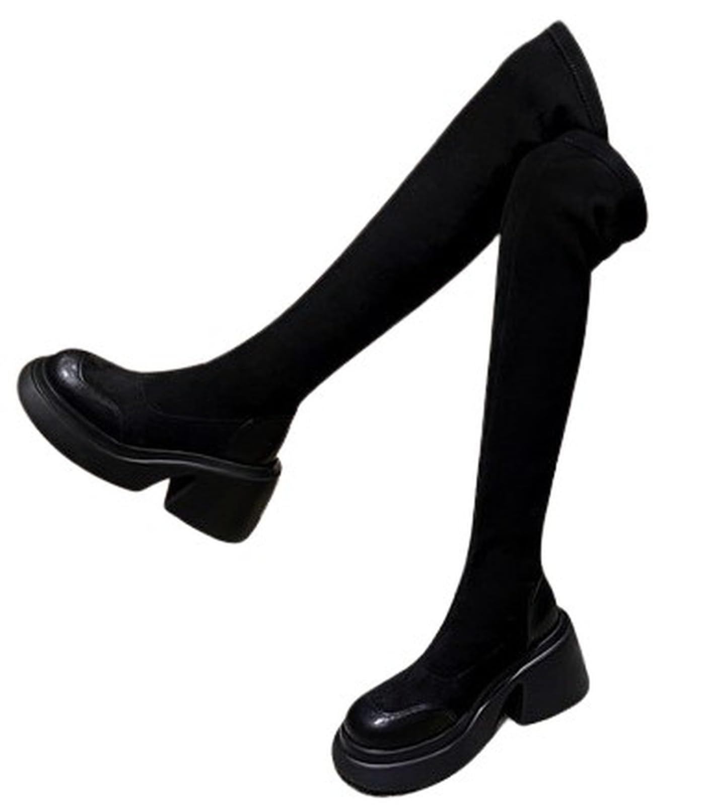 [Josepha Cherie] [ジョセファシエール] ソックスブーツ 厚底 ニーハイ ブーツ レディース ブラック 24.0cm