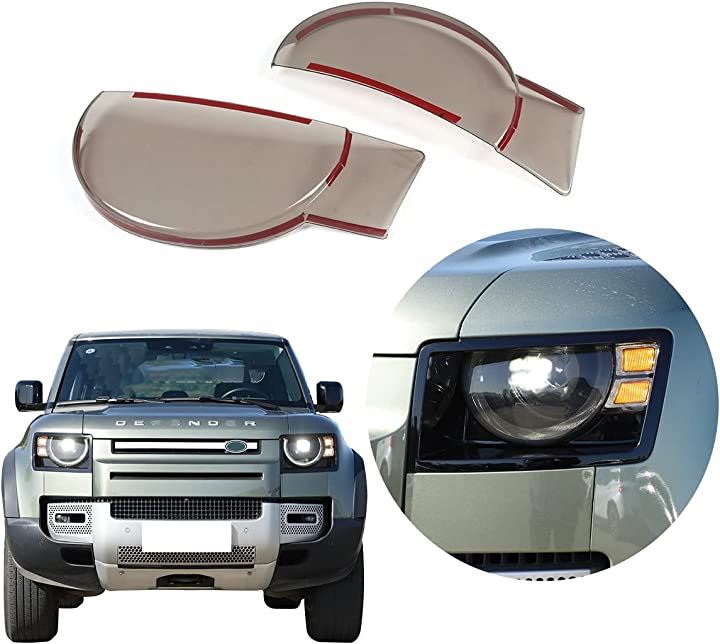 ランドローバーディフェンダー90 110 2020 2021 2022に適用 車用ヘッドランプシェード 自動車用ヘッドライトのレンズ フォグランプのカバー ABS 2個セット(アンバー)