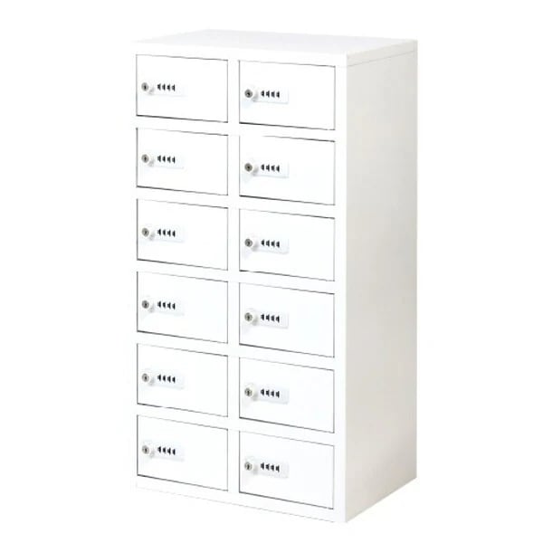Netforce NSAFE-26-W-WH ホワイト 貴重品ロッカー 2列6段 12人用 ダイヤル錠 (幅400mm) メーカー直送