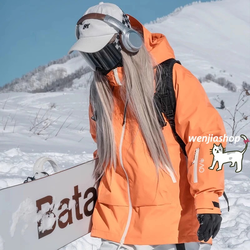 スノーボードウェア 2024 2025 単品トップス メンズ レディース アウター ジャケット パーカー 無地 紫 3L ウィンタースポーツ 韓国風 防水防寒 スノーウェア スキーウェア スノボウェア