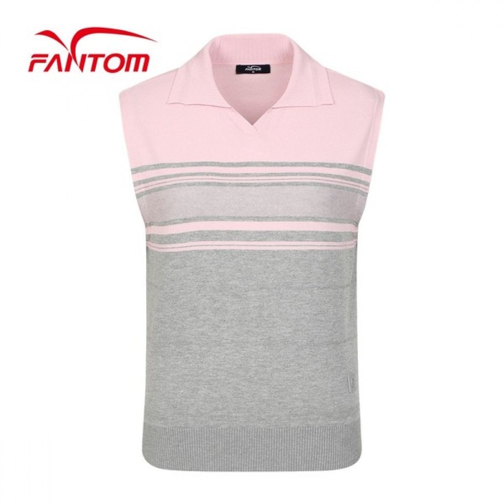 (Phantom) レディースラインカラー Vネックニットベスト