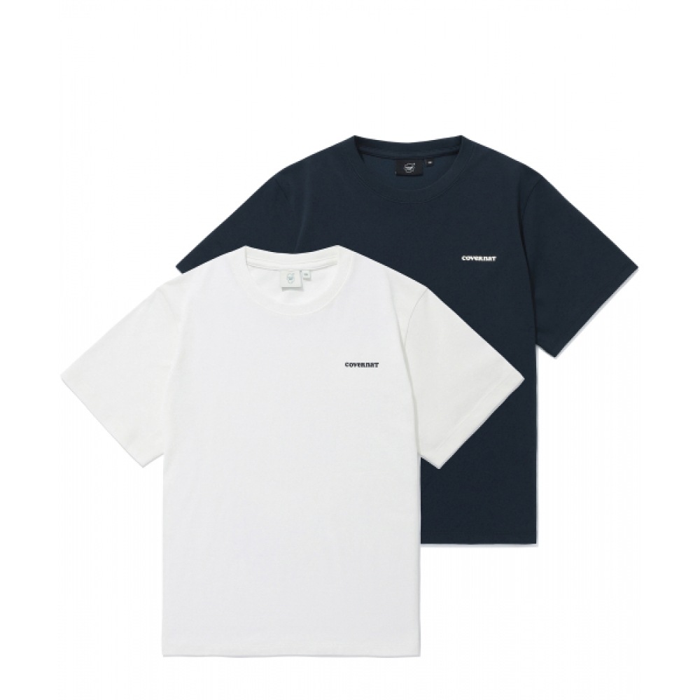 COVERNAT 女性用クールコットンエッセンシャル 2 パック T シャツホワイト+ダークネイビー