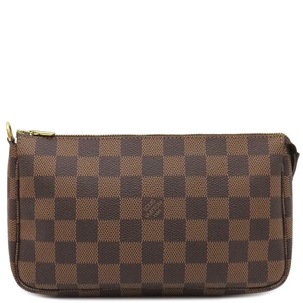 ルイヴィトン LOUIS VUITTON アクセサリーポーチ ポシェットアクセソワール ダミエキャンバス ダミエエベヌ ゴールド金具 茶 ミニバック ショルダー ロングストラップ付き N51985 A