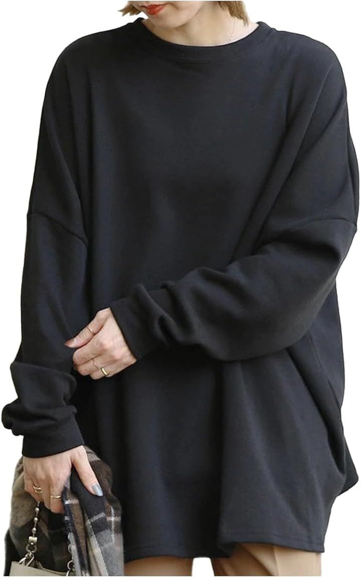 トレーナー レディース パーカー スウェット 裏起毛 冬服 かわいい 韓国ファッション ゆったり 大きいサイズ 暖かい おしゃれ プルオーバー 50代 秋 (裏起毛 ブラック, L)
