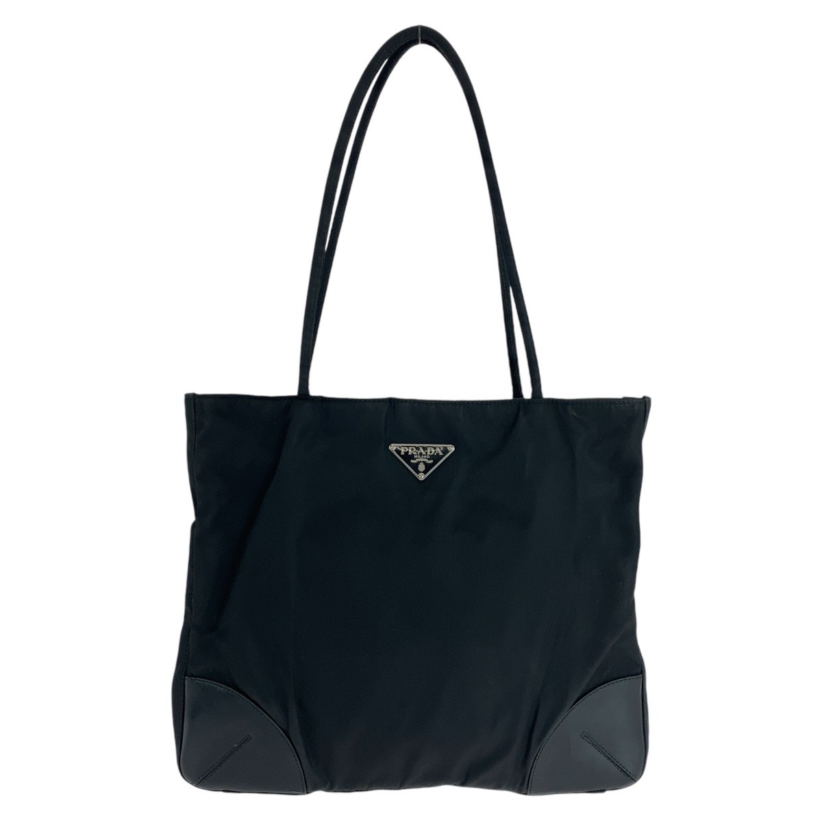 美品 テスート 三角ロゴプレート ブラック 黒 シルバー金具 ナイロン トートバッグ ショルダーバッグ レディース 503607