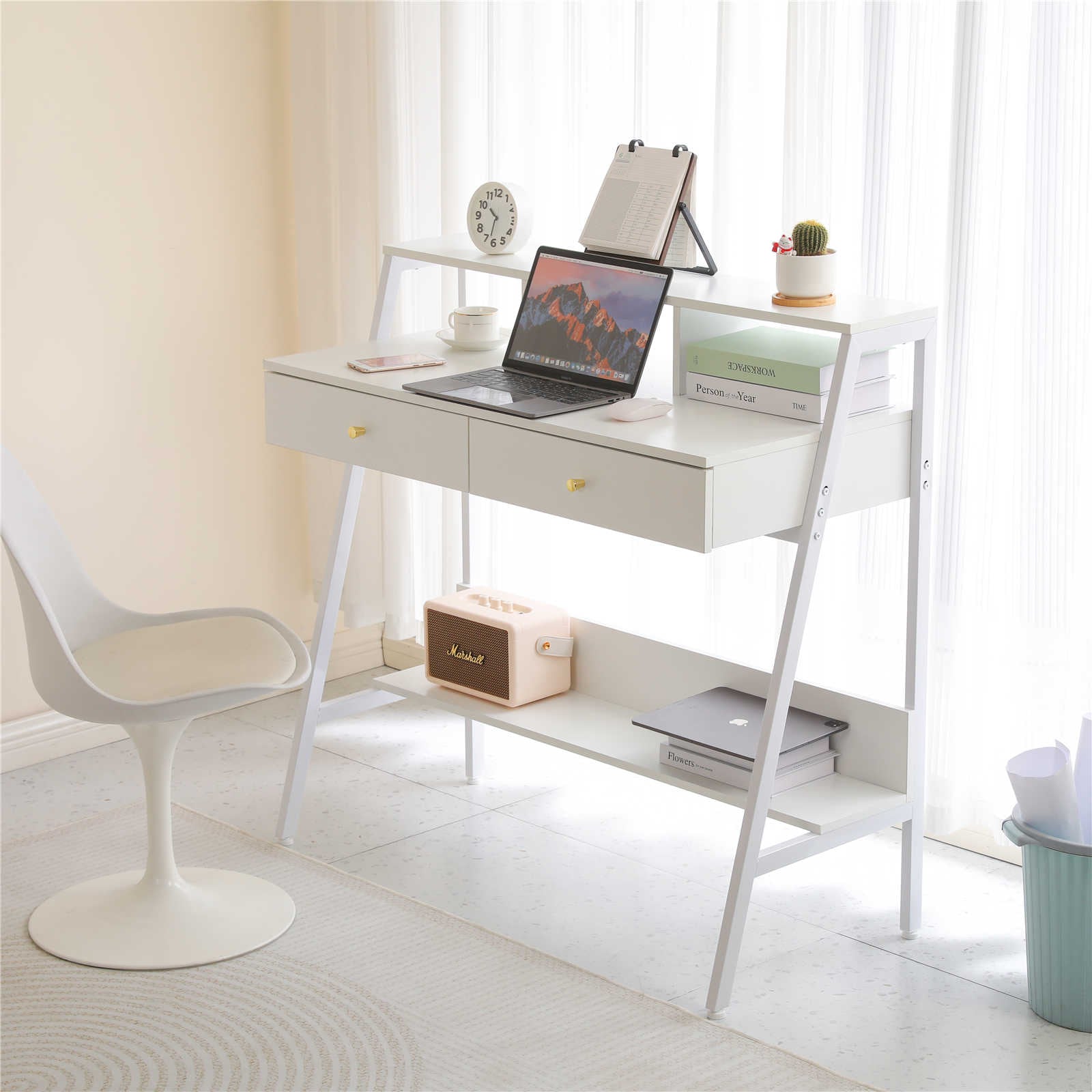 【日本国内出荷-3日で配達】オフィスデスク パソコン PC 机 勉強机 学習デスク 学習机 ワーク シンプルデスク 化粧台 テーブル 木製 書斎机 事務机 在宅ワーク おしゃれ 棚付きDJYC137