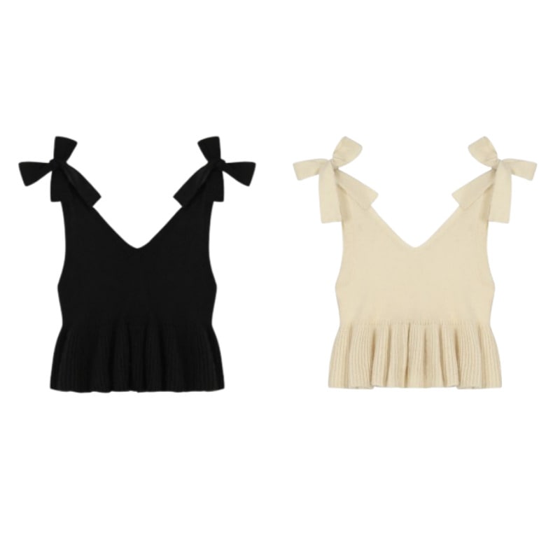 (24FW 新商品) リボンタイフリルスリーブレス (2カラー)