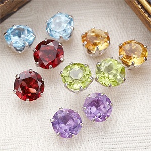 シルバー925ピアス　天然石のスタッドピアス　5mm パワーストーン silver925 シトリン　ペリドット　ブルートパーズ　ガーネット　アメジスト　レディース　誕生石