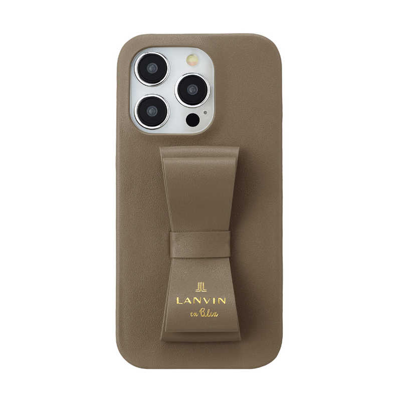 ランバン　Slim Wrap Case Stand ＆ Ring Ribbon iPhone 15 Pro LANVIN en Bleu Greige　LBGRISRIP2361P
