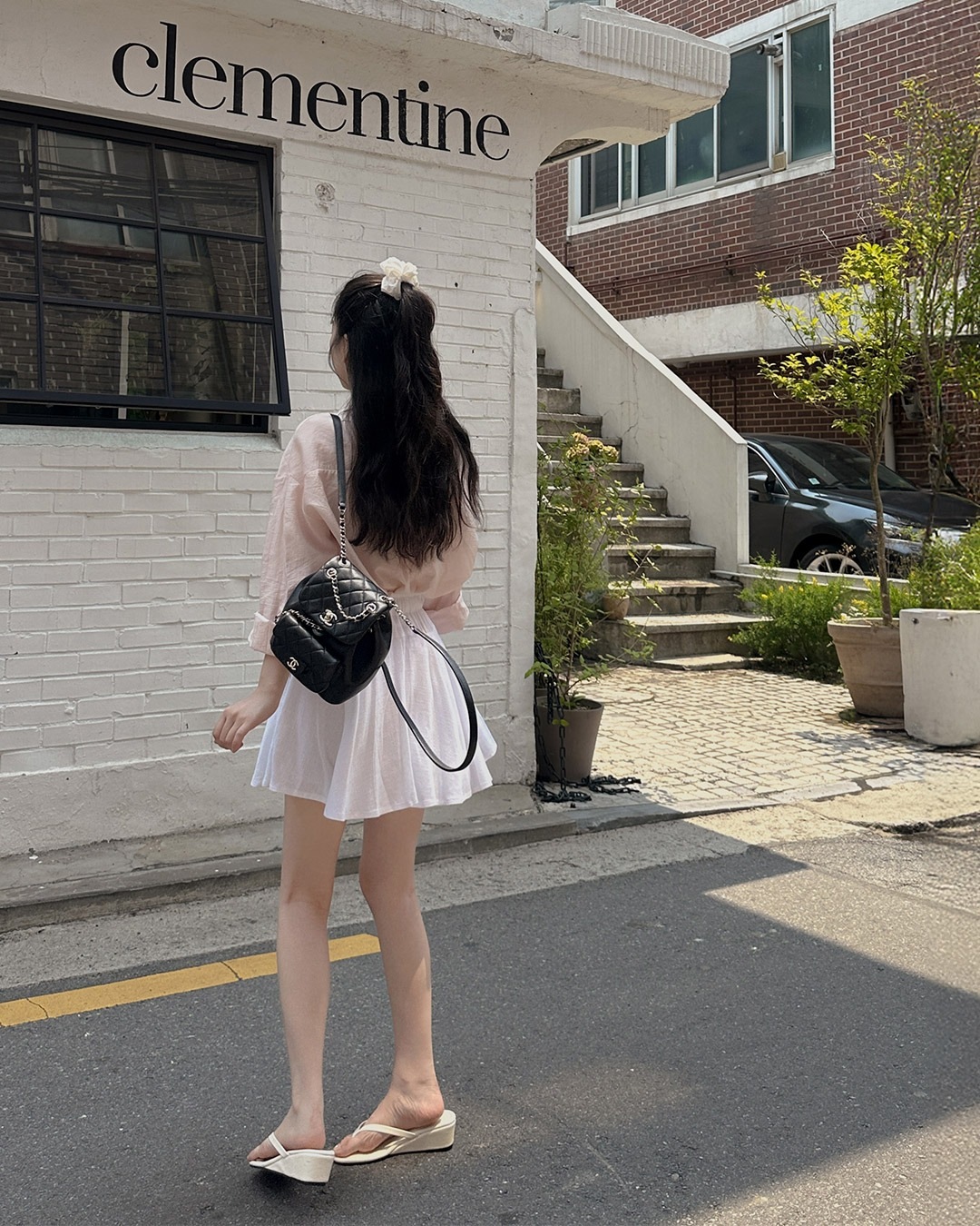 ウィンディーリネンミニスカート(スパンツ付き)韓国ファッション レディース