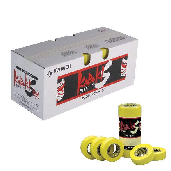 建築塗装用マスキングテープ カブキS 20mmx18m 黄色（60巻入）