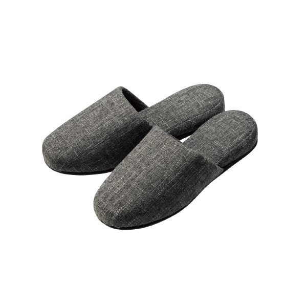 （まとめ）オーミケンシ ネップ柄スリッパ ブラック[x10セット]