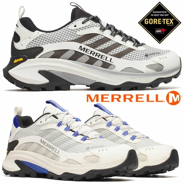 メレル メンズ ハイキングシューズ 防水 モアブ スピード 2 ゴアテックス スニーカー ローカット アウトドア GORE-TEX トレイルランニングシューズ ヴィブラム J038067 アッシュ/ブ