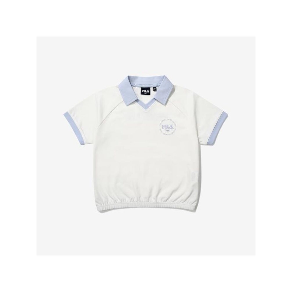 [FILA KIDS] 女の子用クロップカラー T シャツ (FK2TSG2301F_IVY) Q0ZFK2TSG2301FIVY