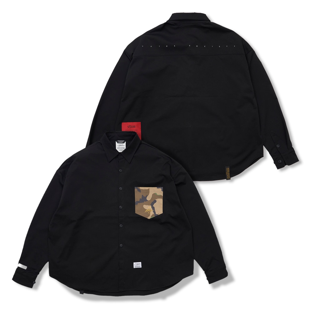 Twill Pocket Oversized Shirts Black
