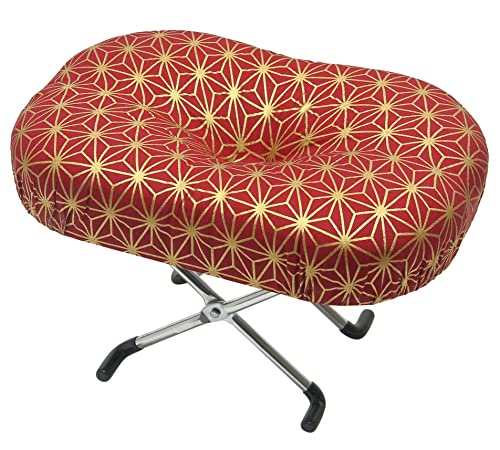 コンパクト らくらく正座椅子E-9-3 折りたたみ式 正座椅子えくぼ3段式 (麻柄赤)