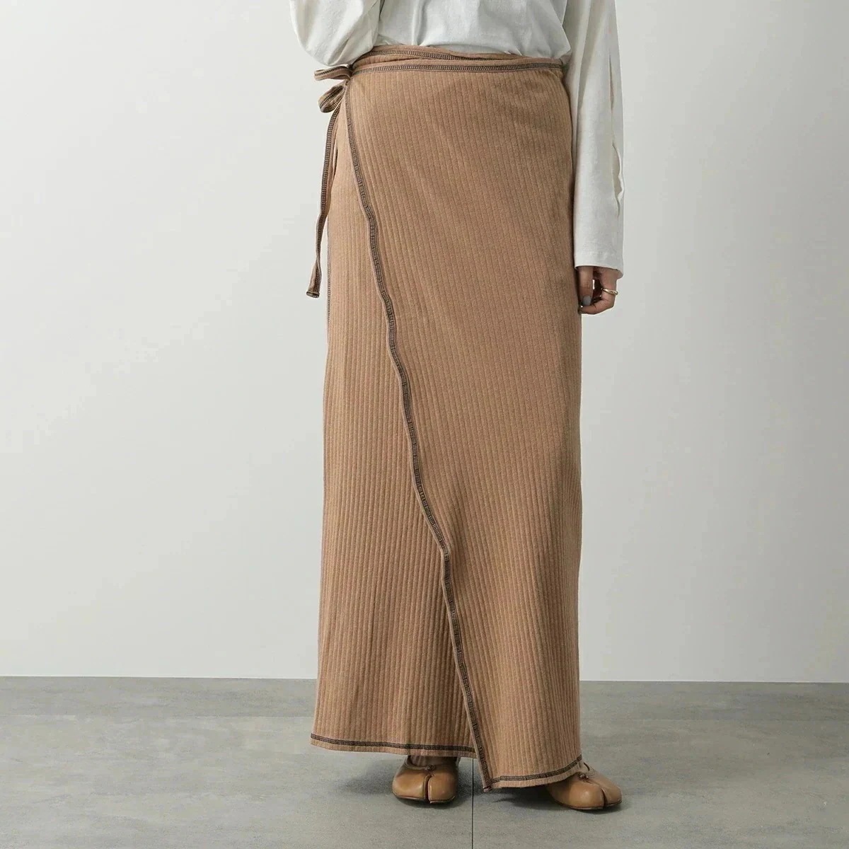 BASERANGE ベースレンジ ロングスカート BRIG PUNICA SKIRT SKBP CH レディース リブ ラップスカート 巻きスカート BRICK 【ts】