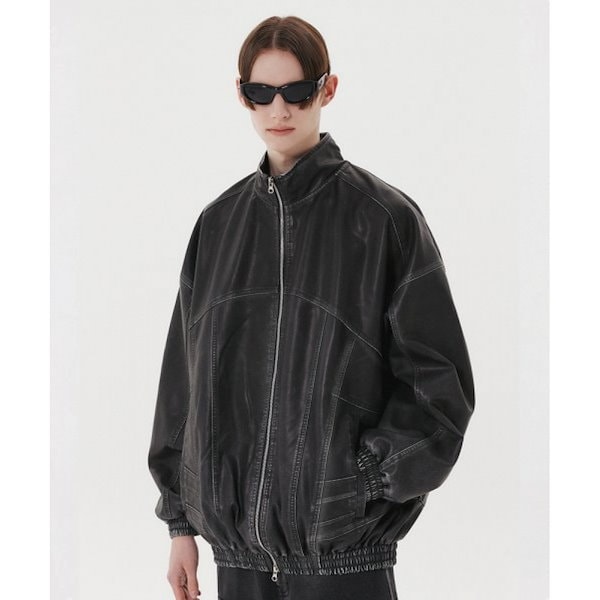 Qoo10 DNSR DNSR ビンテージトラックジッ 革・ラ