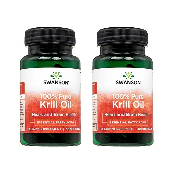 100%ピュアクリルオイル 60錠 2本 スワンソン Swanson 100% Pure Krill Oil オメガ3脂肪酸 リン脂質 アスタキサンチン 海外発送 日時指定不可 国際郵便発送