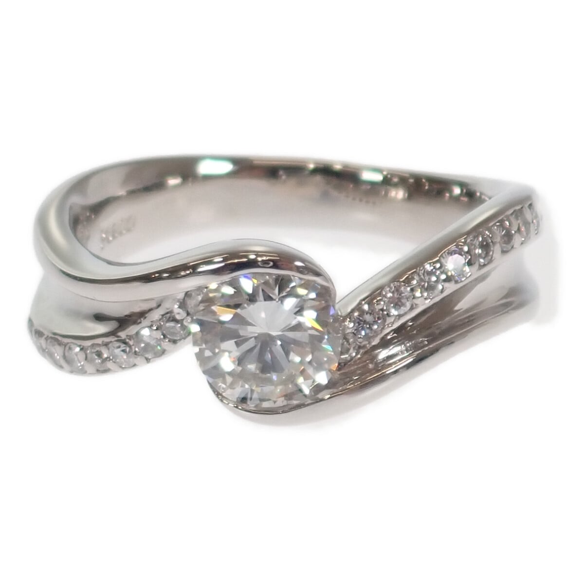 デザインジュエリー 15号 リング 指輪 Pt900 プラチナ ダイヤモンド レディース 美品【Aランク】