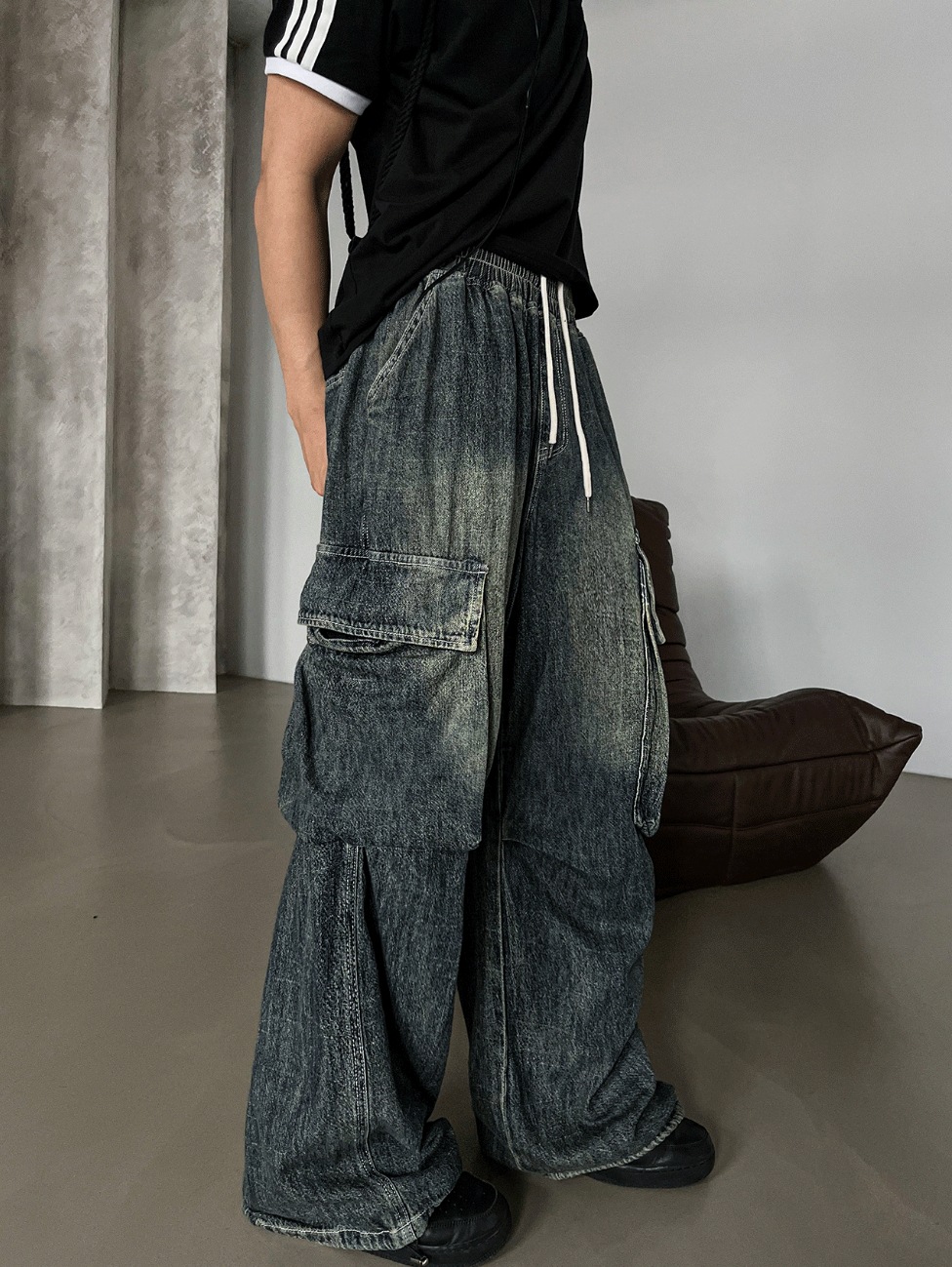 [COSYHARU公式] Summer Cool Cargo Banding Denim Pants