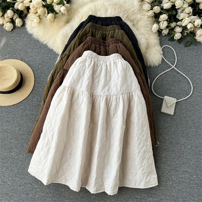 【送料無料】秋冬 ロング レディース ミモレ丈 ダウン チェック柄 大きいサイズ フレアスカート フレア ロングダウン