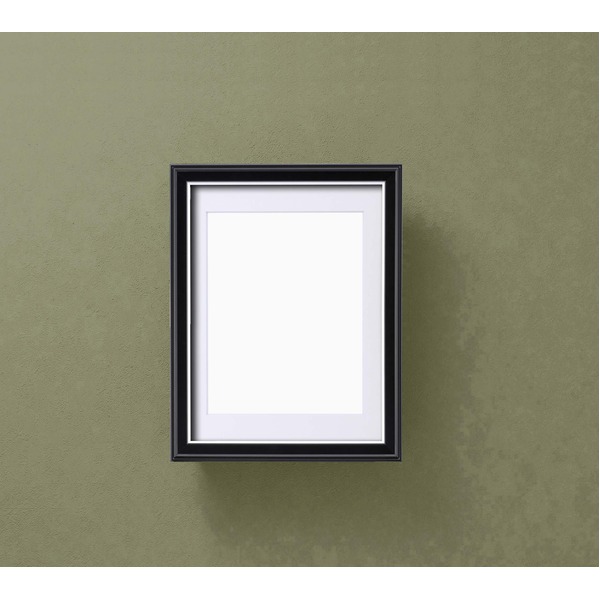 ( 高級遺影額 ) 一般的な黒い遺影額 仏事用額 葬儀額 遺影額 寸巾入山 290×230mm マット付き 面銀 銀のライン