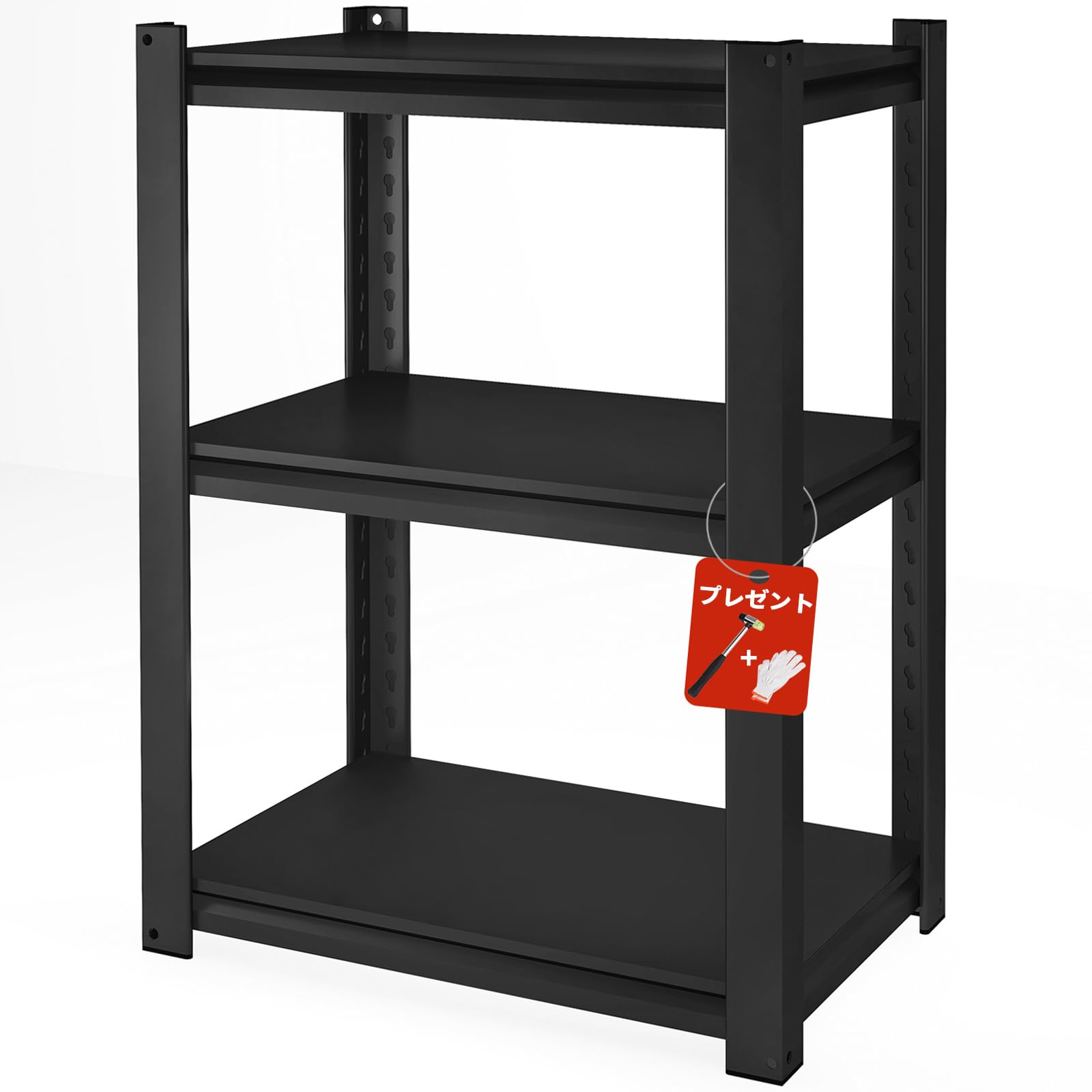 スチールラック 3段 幅60 奥行41 高さ80 大容量 キッチンラック 家電収納棚 ヘビーデューティ メタルラック本体 組立簡単 ネジ不要 棚板高さ調整 補強梁付き 耐荷重150kg/段 防サビ防水