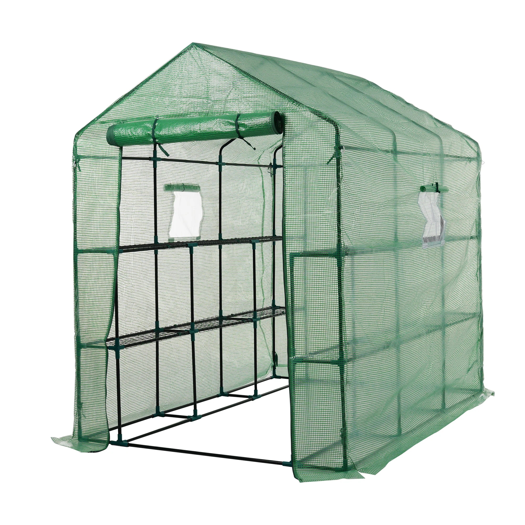 【国内出荷】ビニール温室 大型 W142cm×D213cm×H190cm 温室 左右2段 ベランダ 家庭用 ビニールハウス 家庭菜園 ガーデンハウス フラワーハウス ラック ビニール カバー 組立式