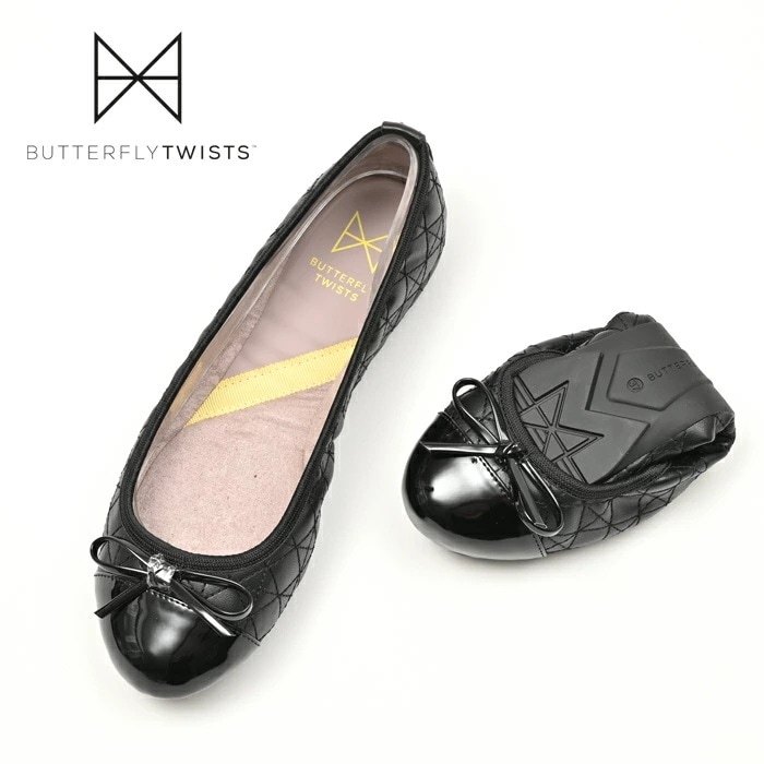 バタフライツイスト OLIVIA オリビア BLACK Butterflytwist 卒園 卒業 入園 入学 行事 イベント 参観日 携帯シューズ 折りたたみ 靴 バレエシューズ フラットシューズ ポ