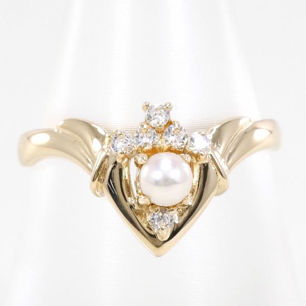 K9YG リング 指輪 11号 パール 約4mm ジルコニア 総重量約1.7g ジュエリー 中古