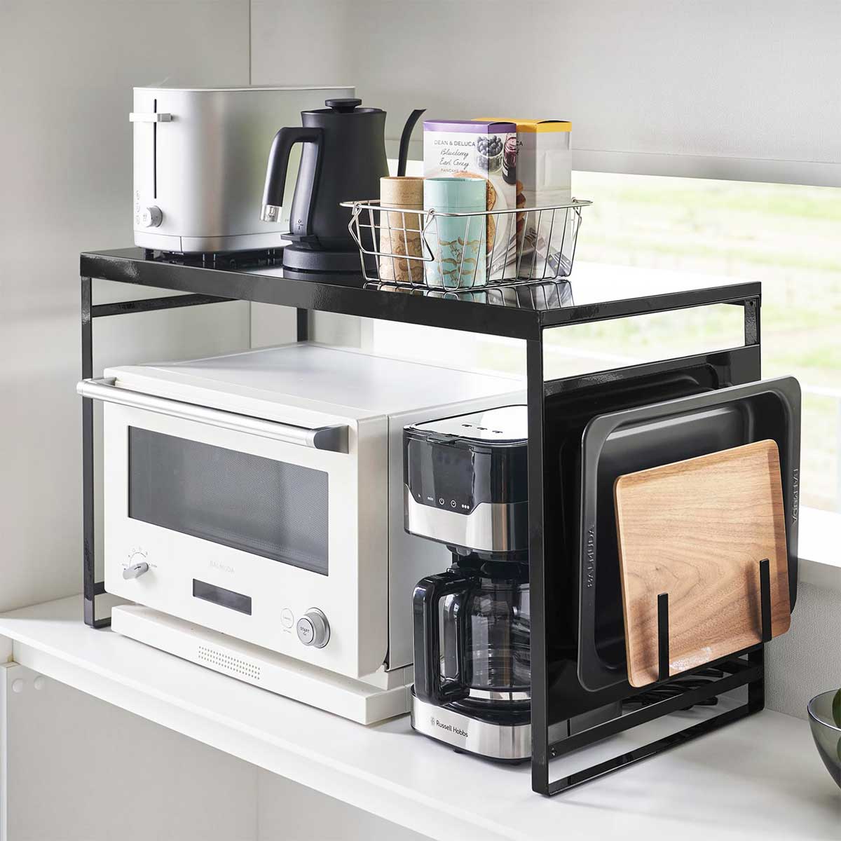 レンジラック 山崎実業 tower タワー スチールパネル付きレンジラック W75 1484 ブラック 7,392円