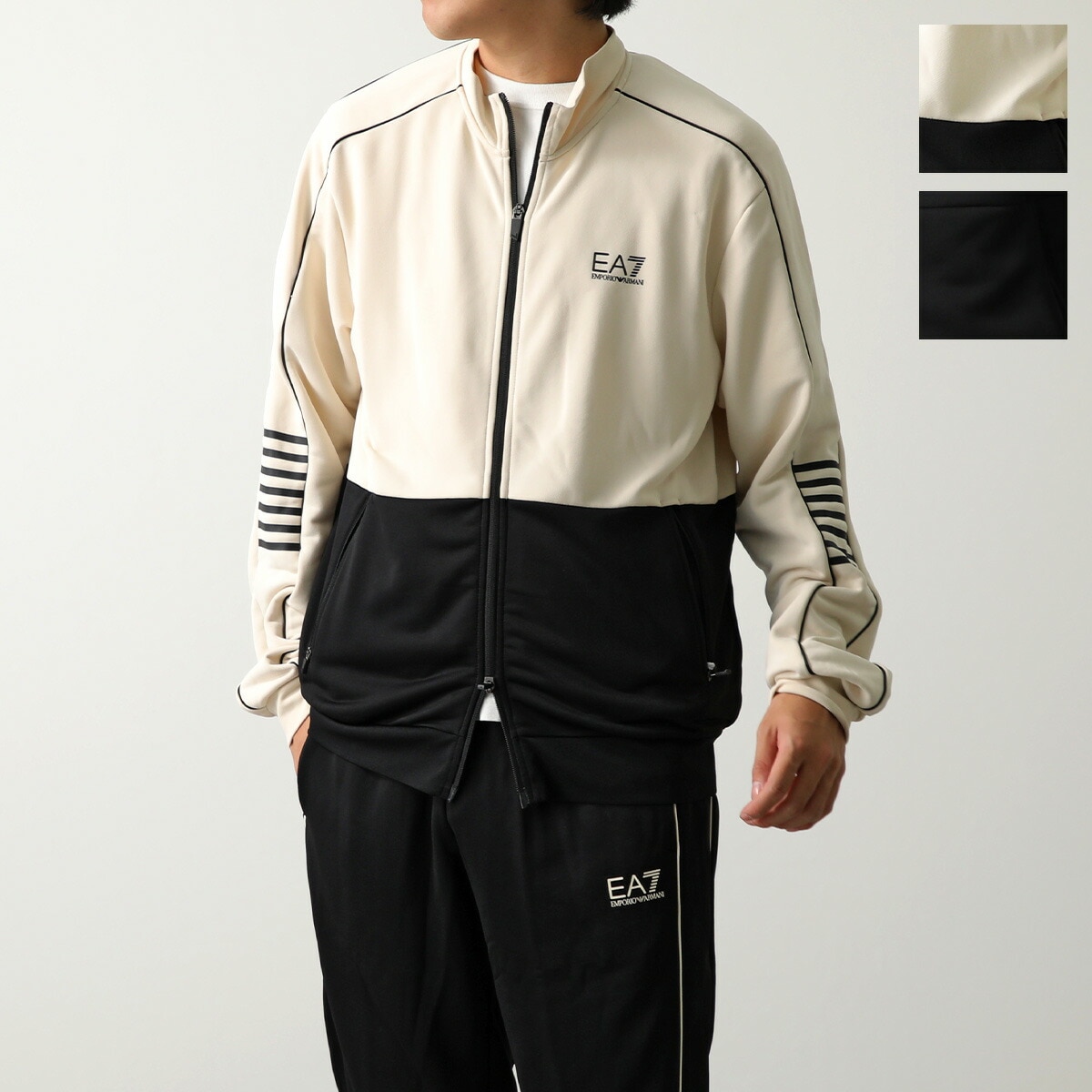 EA7 EMPORIO ARMANI エアセッテ エンポリオアルマーニ セットアップ 6DPV53 PJ16Z メンズ ジップアップジャージ+ジョガーパンツ ロゴ カラー2色